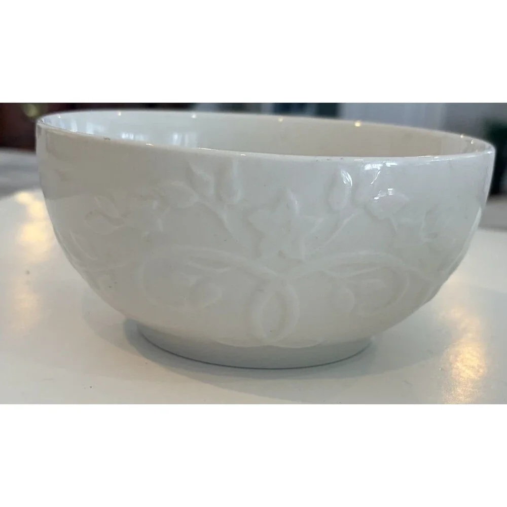 Pfaltzgraff Willa Embossed White Bowls Set of 2 | 5.5”